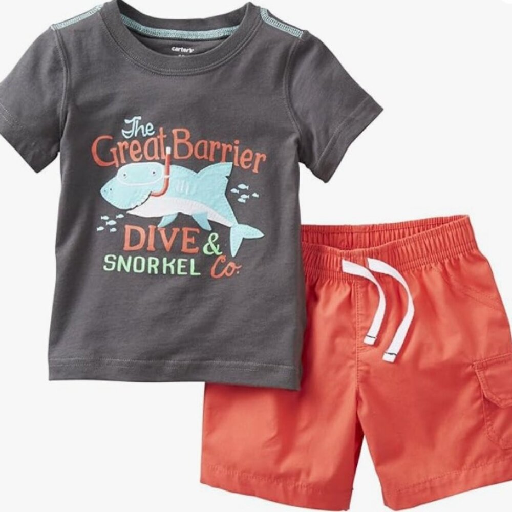 Boys Short Set Outfit 2 pc Set Baby Shirt The Great Barrier 3M